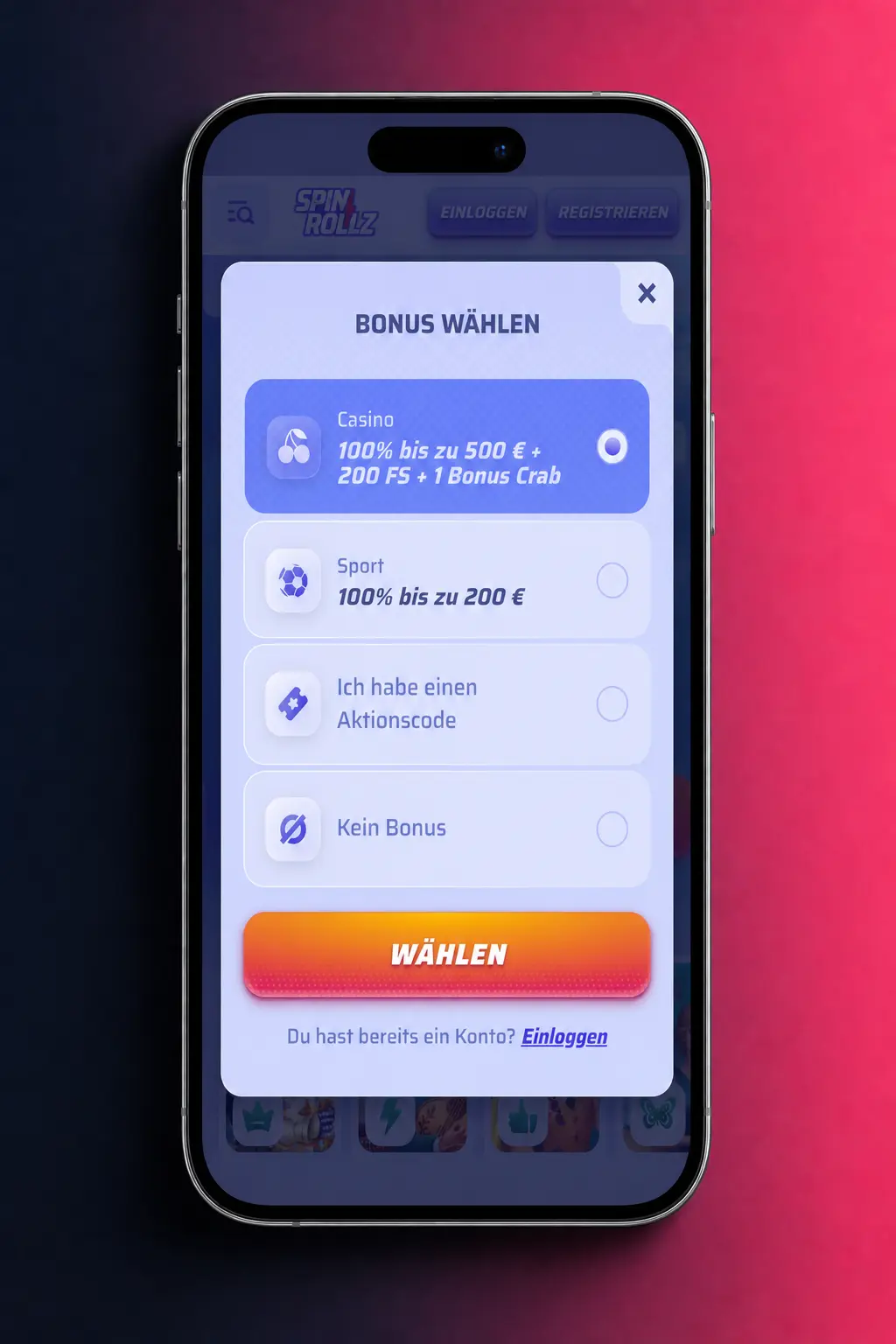 Spinrollz online registrieren in 5 Schritten