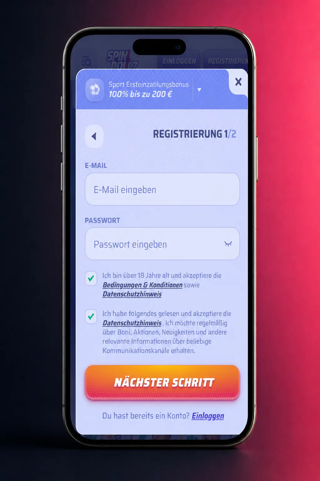 Sportwetten in der Spinrollz Betting App starten