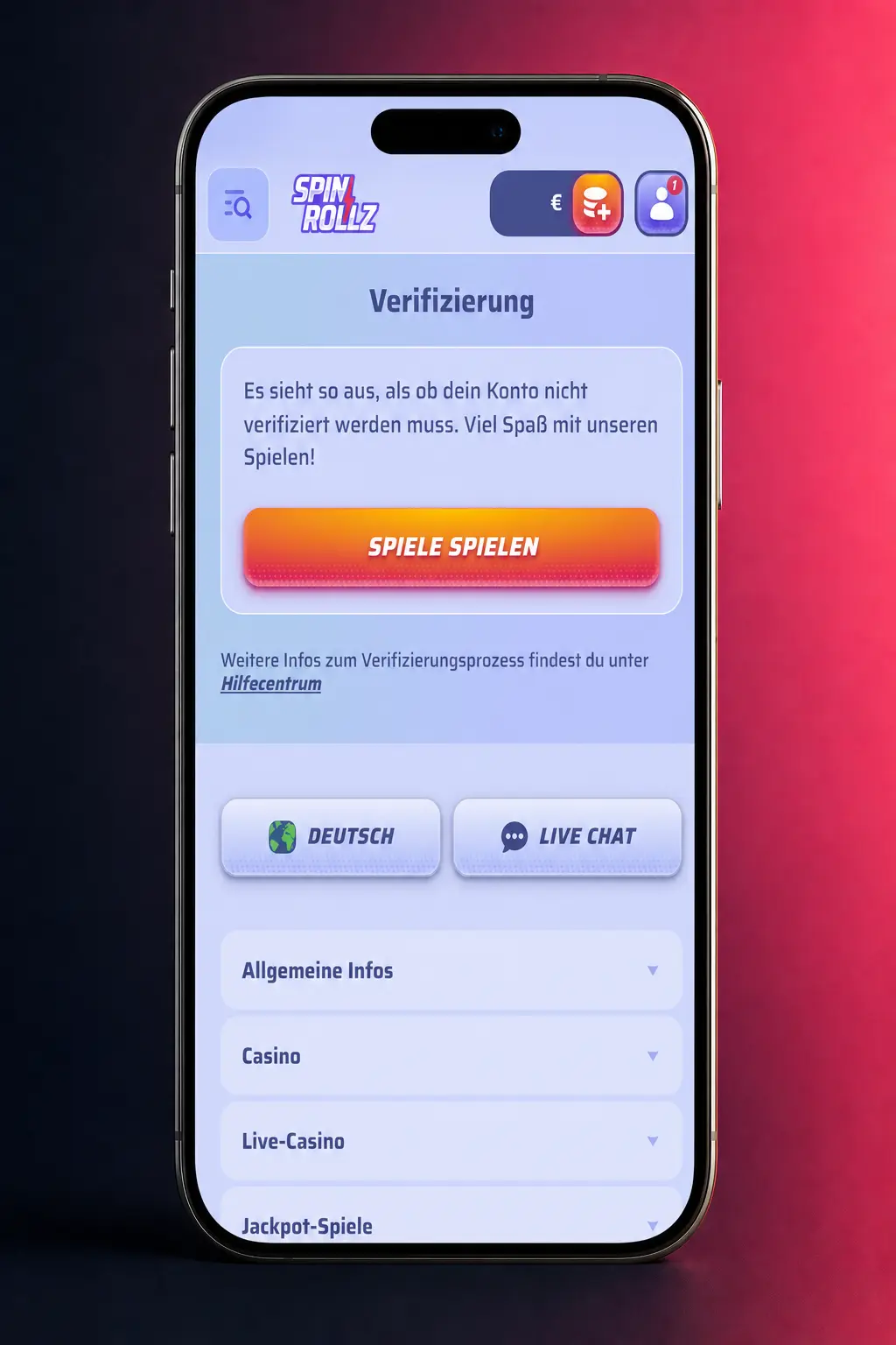 Sportwetten in der Spinrollz Betting App starten